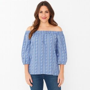 Gianni bini embroidered off the Shoulder Top Blue Size S
